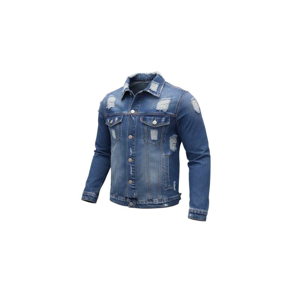 Almost Famous Denim Jacket Women XL Blue Distressed Ripped Trucker J15S-QU-R
